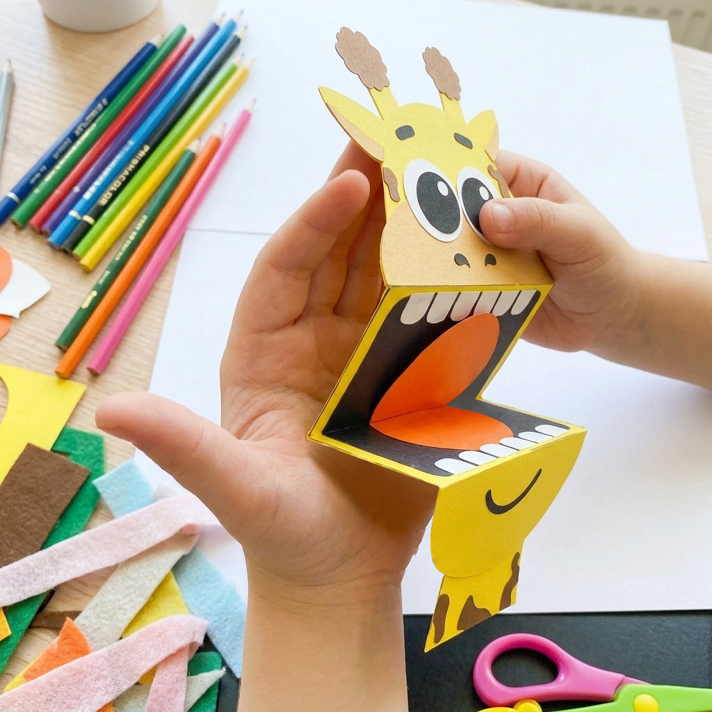 DIY Pop-Up Giraffe Printable Toy